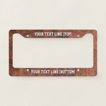 Personalized Precious Wood Inlay Style Print On A License Plate Frame by MustacheShoppe at Zazzle