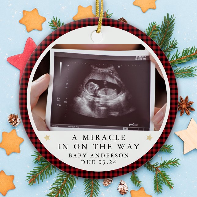 Personalized Pregnancy Announcement Photo Ceramic Ornament (Creator Uploaded)