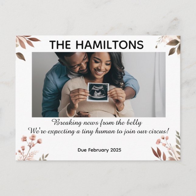 Personalized pregnancy Announcement Postcard (Front)