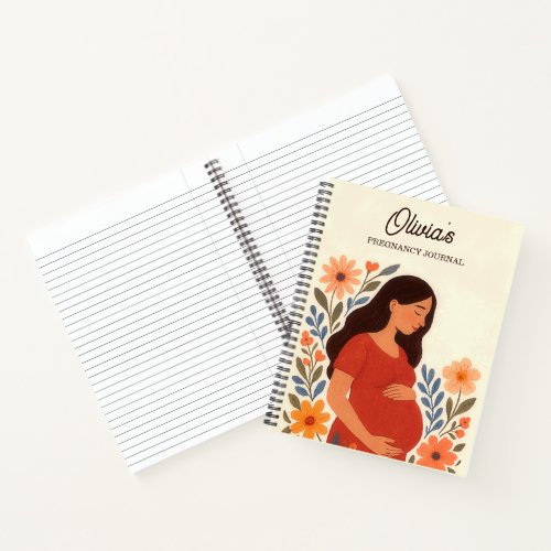 Personalized Pregnancy Journal, Cozy Floral Notebook