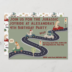 Personalized Prehistoric Colorful Dinosaurs Invitation