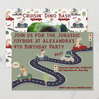 Personalized Prehistoric Colorful Dinosaurs Invitation