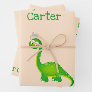 Personalized Prehistoric Dinosaur Custom Wrapping Paper Sheets