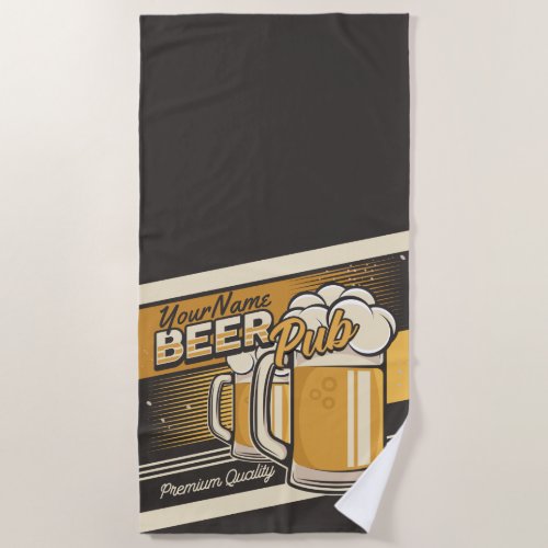 Personalized Premium Cold Beer Mug Pub Bar  Beach Towel