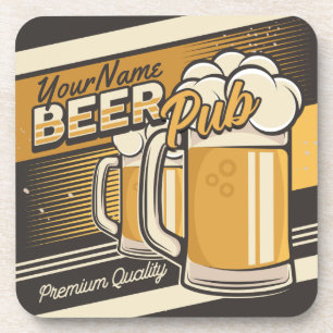 Personalized Premium Cold Beer Mug Pub Bar Beverage Coaster