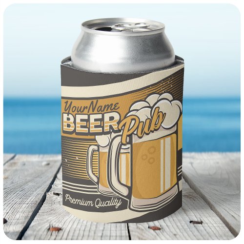 Personalized Premium Cold Beer Mug Pub Bar Can Cooler