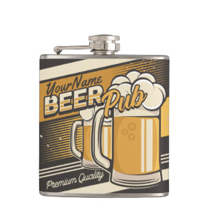 Personalized Premium Cold Beer Mug Pub Bar  Flask