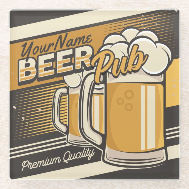 Personalized Premium Cold Beer Mug Pub Bar Glass Coaster (Front)