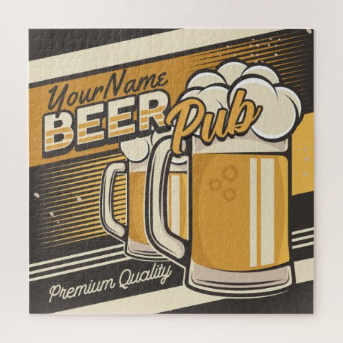 Personalized Premium Cold Beer Mug Pub Bar  Jigsaw Puzzle