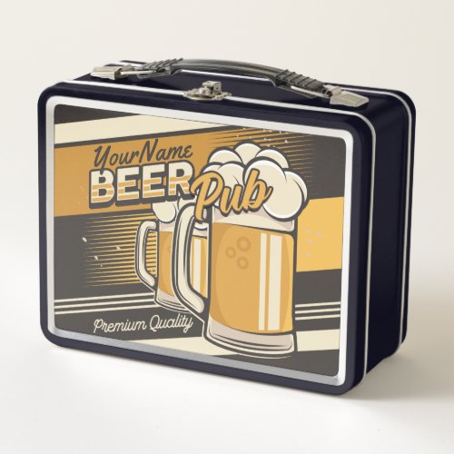 Personalized Premium Cold Beer Mug Pub Bar  Metal Lunch Box