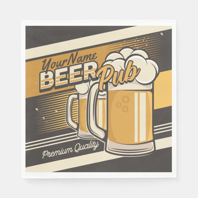 Personalized Premium Cold Beer Mug Pub Bar  Napkins (Front)