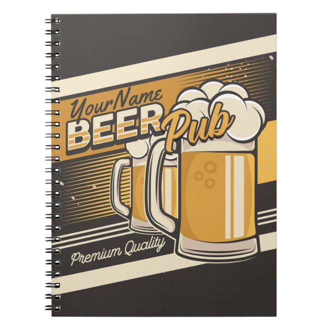 Personalized Premium Cold Beer Mug Pub Bar  Notebook (Front)