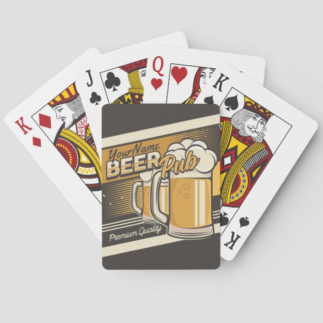 Personalized Premium Cold Beer Mug Pub Bar  Poker Cards (Back)