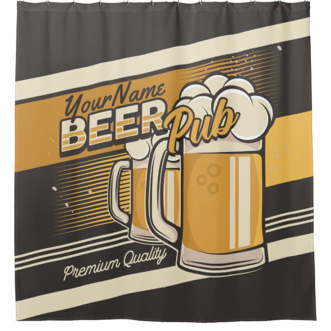 Personalized Premium Cold Beer Mug Pub Bar  Shower Curtain (Front)