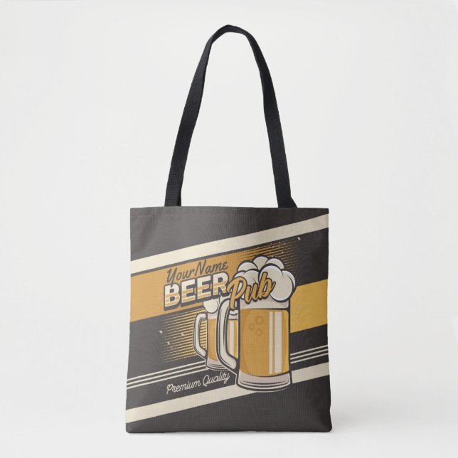 Personalized Premium Cold Beer Mug Pub Bar Tote Bag (Front)