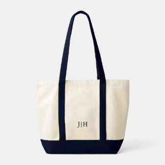 Personalized Preppy Black Monogram Canvas Tote Bag