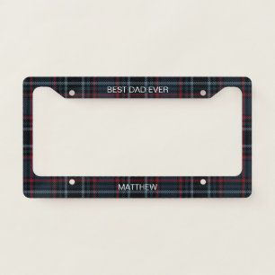 Personalized Preppy Blue Tartan Plaid Classic License Plate Frame