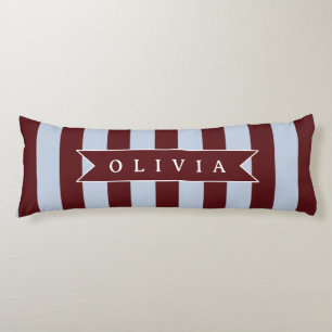 Personalized Preppy Brown Blue Cabana Stripe Body Pillow