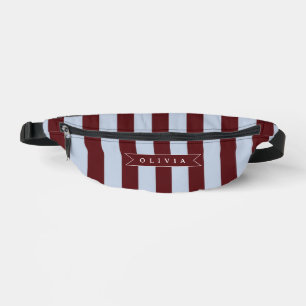 Personalized Preppy Brown Blue Cabana Stripe Fanny Pack