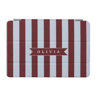 Personalized Preppy Brown Blue Cabana Stripe iPad Mini Cover