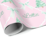 Personalized Preppy Christmas Tree Custom Name Wrapping Paper<br><div class="desc">Personalized Preppy Christmas Tree Custom Name Wrapping Paper,  edit text to your own custom name!</div>
