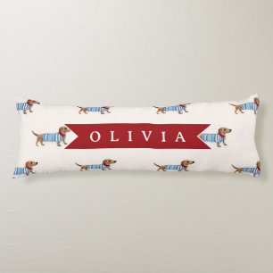Personalized Preppy Cute Dachshund Dog Pattern Body Pillow