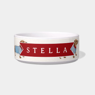Personalized Preppy Cute Dachshund Dog Pattern Bowl