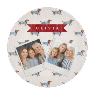Personalized Preppy Cute Dachshund Dog Pattern Cutting Board