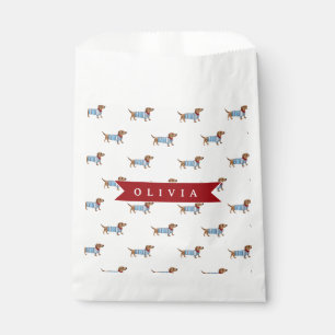 Personalized Preppy Cute Dachshund Dog Pattern Favor Bag