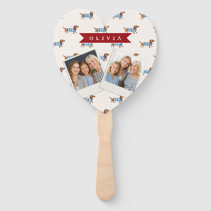 Personalized Preppy Cute Dachshund Dog Pattern Hand Fan