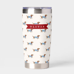 Personalized Preppy Cute Dachshund Dog Pattern Insulated Tumbler