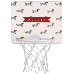 Personalized Preppy Cute Dachshund Dog Pattern Mini Basketball Hoop