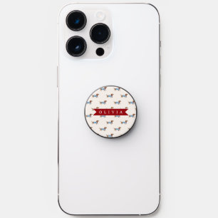 Personalized Preppy Cute Dachshund Dog Pattern PopSocket
