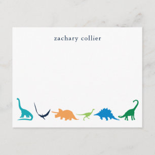 Personalized Preppy Dinosaur Thank You Stationery Card