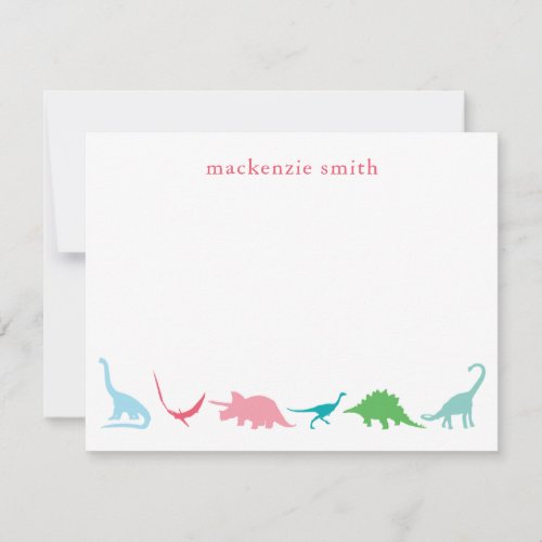 Personalized Preppy Dinosaur Thank You Stationery Note Card