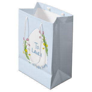 Personalized Preppy Floral Easter Egg Medium Gift Bag