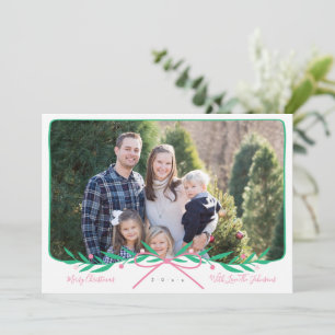 Personalized Preppy Holiday Wreath with Pink Bow