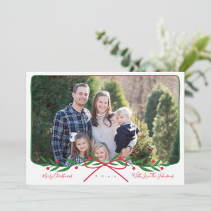 Personalized Preppy Holiday Wreath with Red Bow