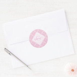 Personalized Preppy In Pink Mandala Art Deco Classic Round Sticker