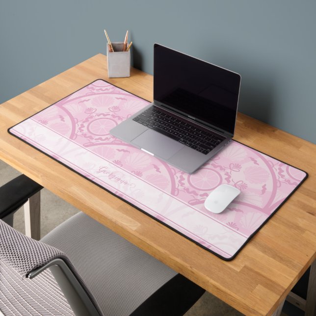 Personalized Preppy In Pink Mandala Art Deco Desk Mat (Office 2)