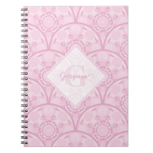 Personalized Preppy In Pink Mandala Art Deco Notebook