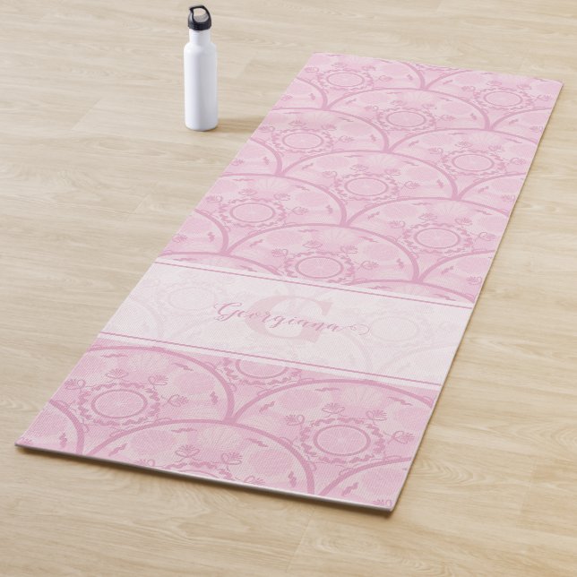 Personalized Preppy In Pink Mandala Art Deco Yoga Mat (In Situ)