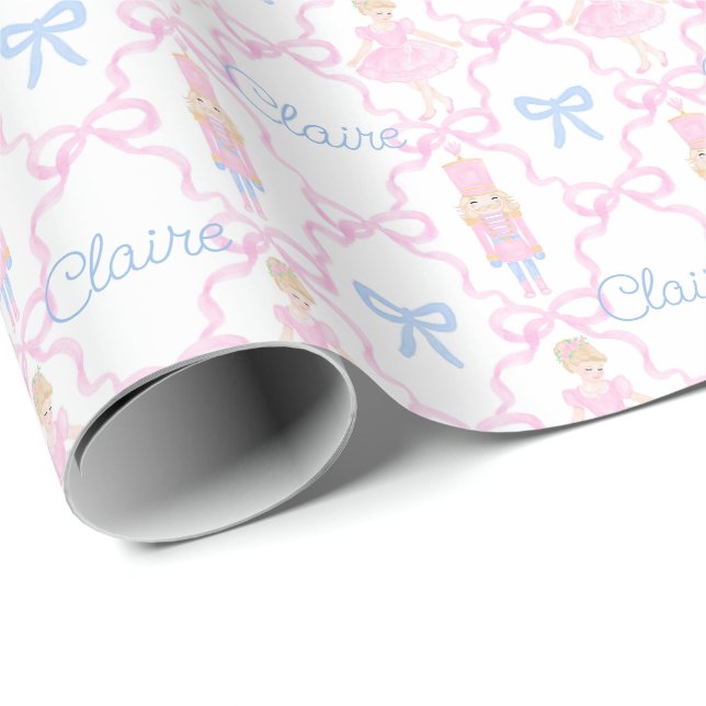 Personalized Preppy Nutcracker Custom Name Wrapping Paper (Roll Corner)