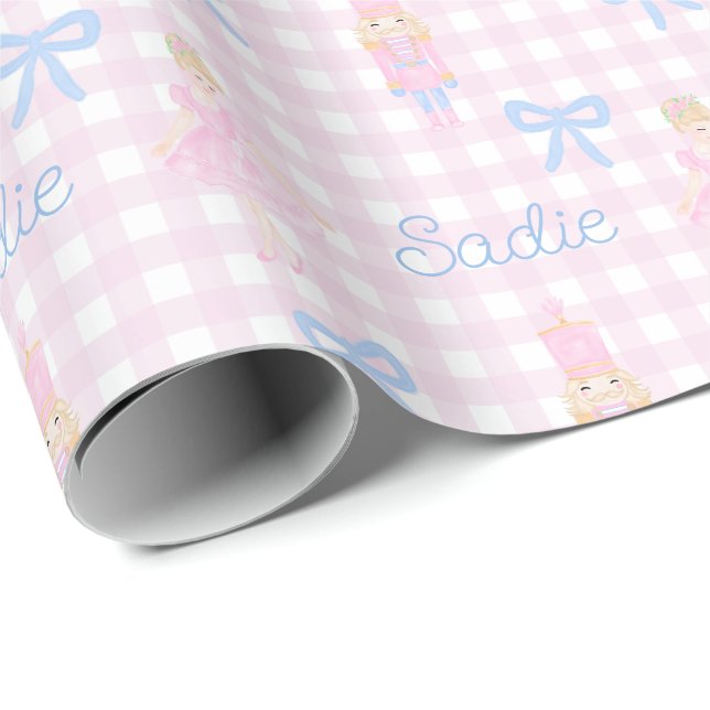 Personalized Preppy Nutcracker Custom Name Wrapping Paper (Roll Corner)