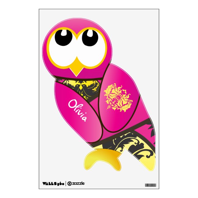 Personalized Preppy Pattern Owl Bird Wall Decal (Front)