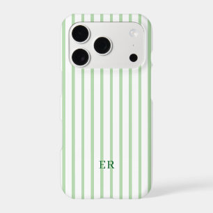 Personalized Preppy Pink Custom Monogram Striped iPhone 17 Pro Case