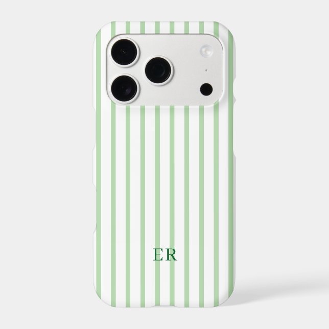 Personalized Preppy Pink Custom Monogram Striped iPhone Case (Back)