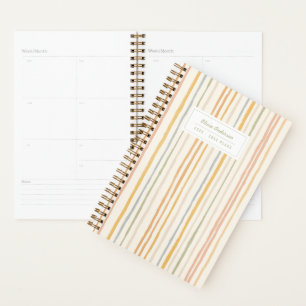 Personalized Preppy Stripe Illustrated Pastel 2027 Planner