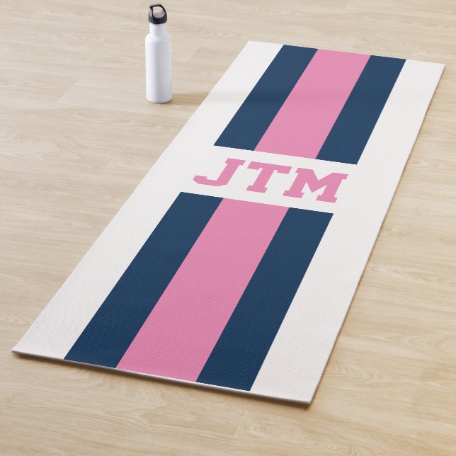 Personalized Preppy Yoga Mat Monogram Stripes (In Situ)
