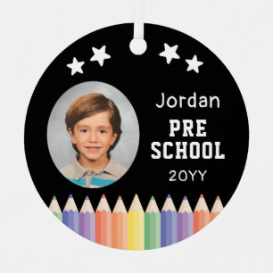 Personalized Preschool Kids Photo Keepsake Metal Ornament